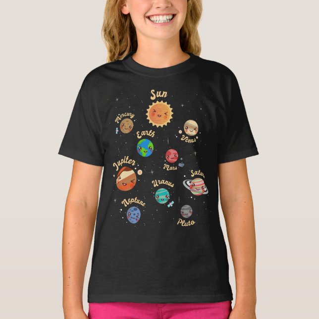T-shirt Système solaire Planètes Enfants Connaissances Esp (Devant)