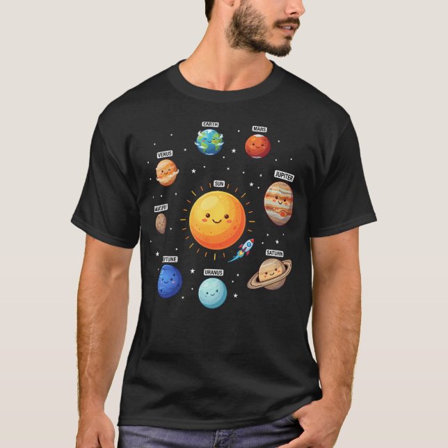 T-shirt Système Solaire Planètes Science de l'Espace Astro (Devant)