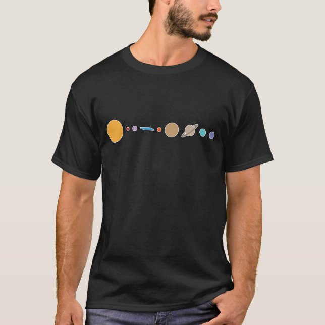 T-shirt Système solaire terrestre plat (Devant)