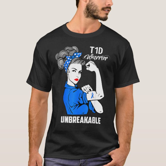 T-shirt T1d Guerrier Indestructible Fière Mama Prix du dia (Devant)