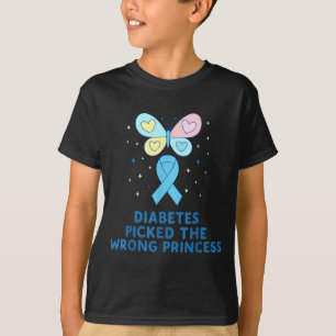 T-shirt T1d Guerrière du diabète Papillon Princesse Diabèt