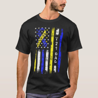 T-shirt T21 Papa Drapeau Américain Syndrome de Down