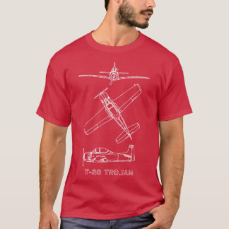 T-shirt T28 Trojan American Military Trainer Plane Bluepri
