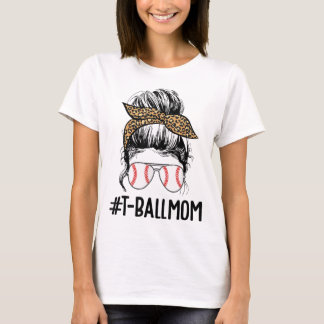T-shirt T-ball Maman Vie Messy Bun T-ball Mama Messy Bun