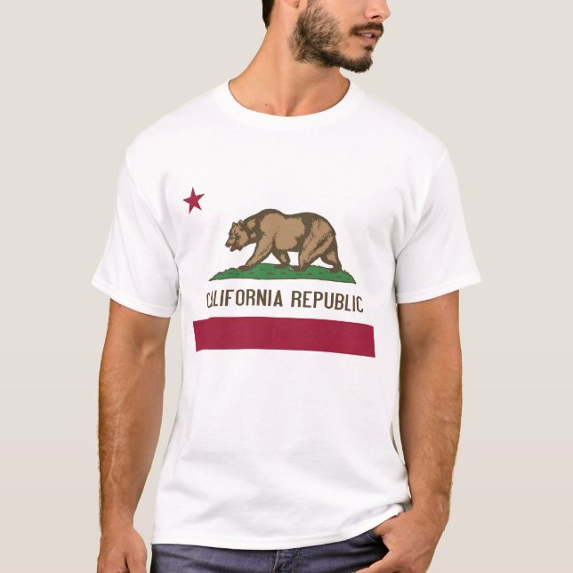 T-shirt T Chemise avec Drapeau de Californie Etat USA (Devant)