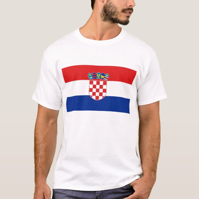T-shirt T Chemise avec Drapeau de Croatie (Devant)