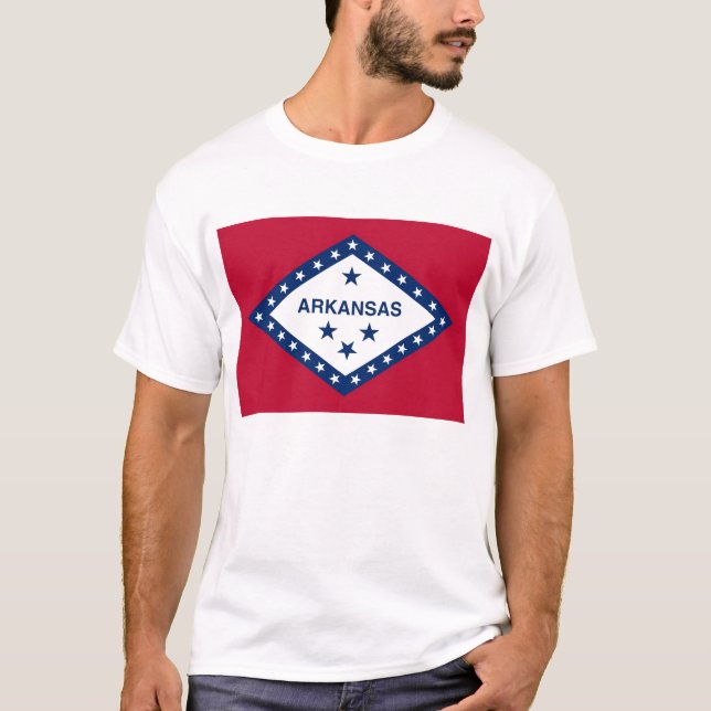 T-shirt T Chemise avec Drapeau de l'Arkansas Etat USA (Devant)