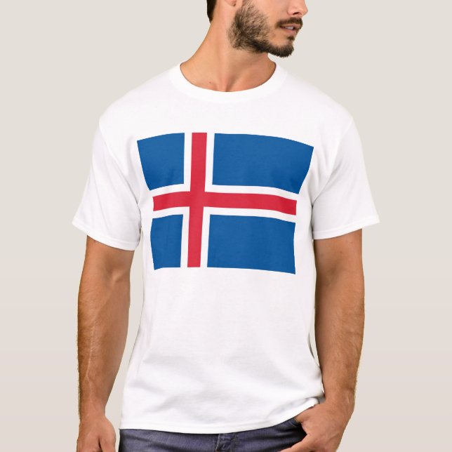 T-shirt T Chemise avec Drapeau d'Islande (Devant)