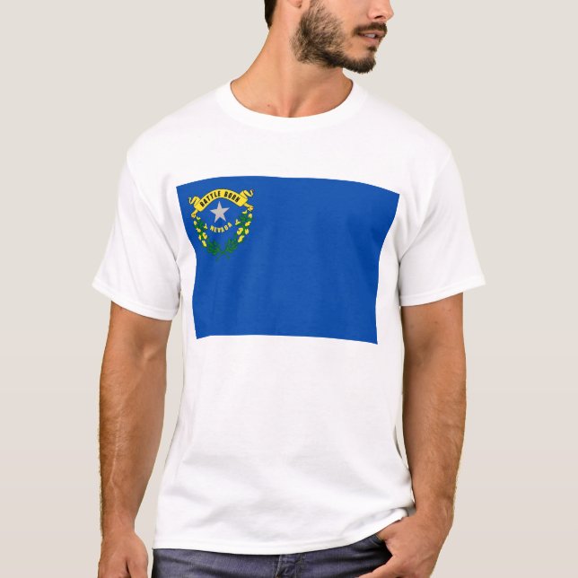 T-shirt T Chemise avec Drapeau du Nevada Etat USA (Devant)