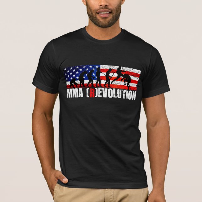 T-shirt T de drapeau américain de diagramme d'évolution de (Devant)