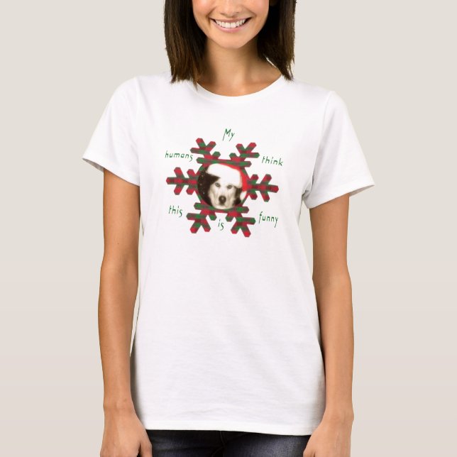 T-shirt T de femme avec Husky à Santa Hat (Devant)