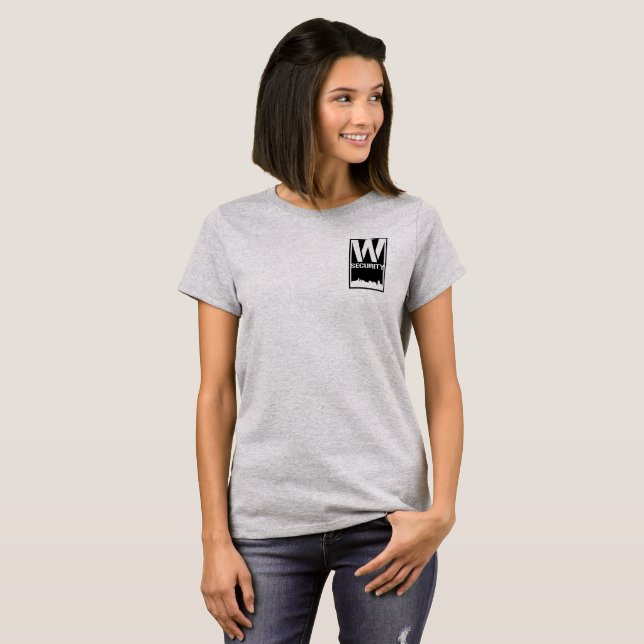 T-shirt T des femmes de sécurité de salle (Devant entier)