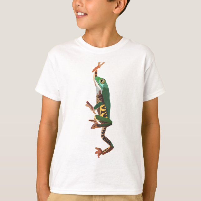 T-shirt T est pour la grenouille à pattes de tigre (Devant)