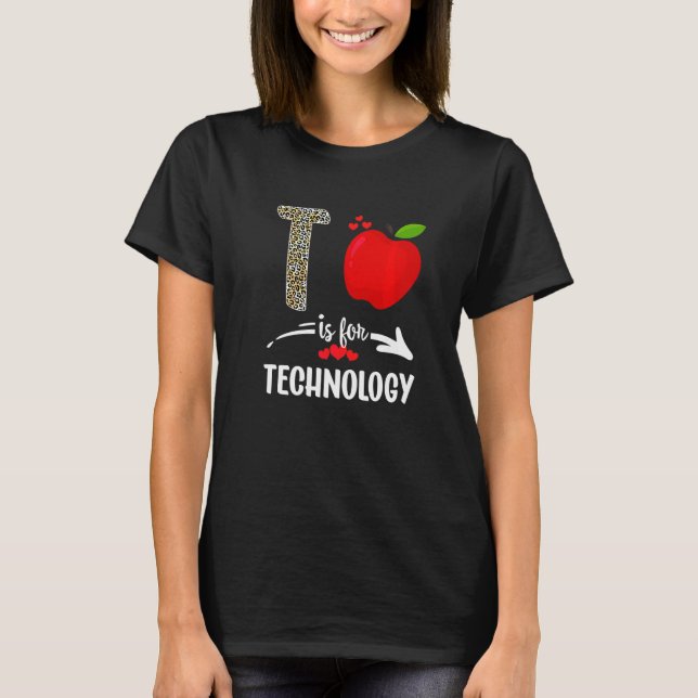 T-shirt T Est Pour Technologie Leopard Technologie Enseign (Devant)