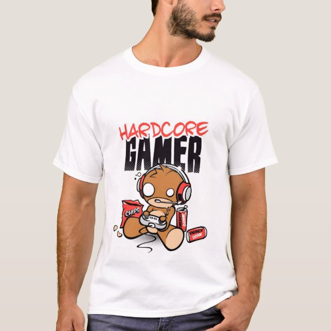 T-shirt t-ishrt homme hardcore gamer (Devant)