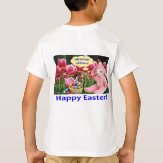 T-shirt t. pour les enfants. Joyeux Pâques. alpaga/lapin