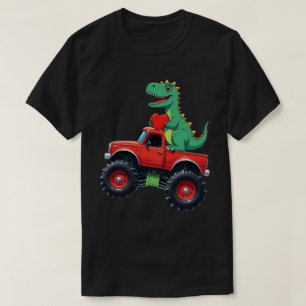 T-shirt T-Rex à la Saint-Valentin conduisant un Monster Tr