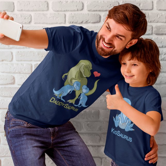 T-shirt T-Rex DaddSaurus & T-Rex Twin Baby Boy Dinosaurs T (Créateur téléchargé)