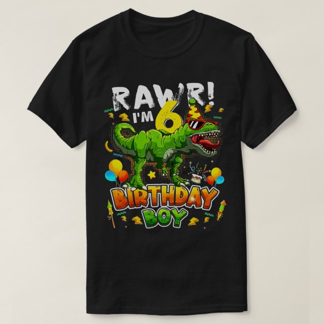 T-shirt T Rex Dino Rawr Im 6 Dinosaur 6e anniversaire garç (Design devant)