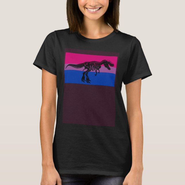 T-shirt T Rex Dinosaur Bisexual Pride Flag Paleontologist (Devant)