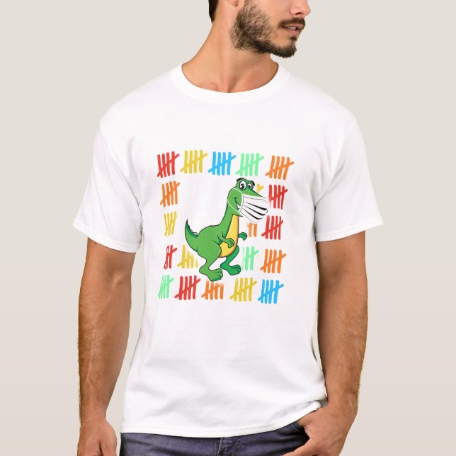 T-shirt T Rex Dinosaur Masque Drôle 100 Jours d'enseigneme (Devant)