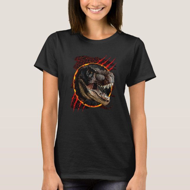 T-shirt T rex Dinosaur Roaring Prehistoric Tyrannosaurus R (Devant)