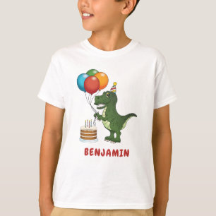 T-shirt T-rex Dinosaure Ballons Colorés Anniversaire Nom