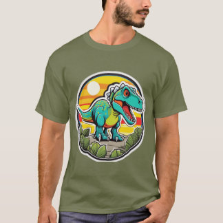 T-shirt T-Rex Dinosaure Coucher de Soleil Rétro