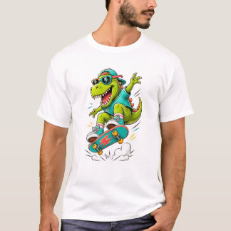 T-shirt T-Rex Dinosaure de Skateboard Cool