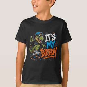 T-shirt T-Rex dinosaure skateboard cool C'est mon annivers