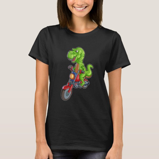 T-shirt T Rex équitation Moto Dinosaur Trex Biker 1 (Devant)