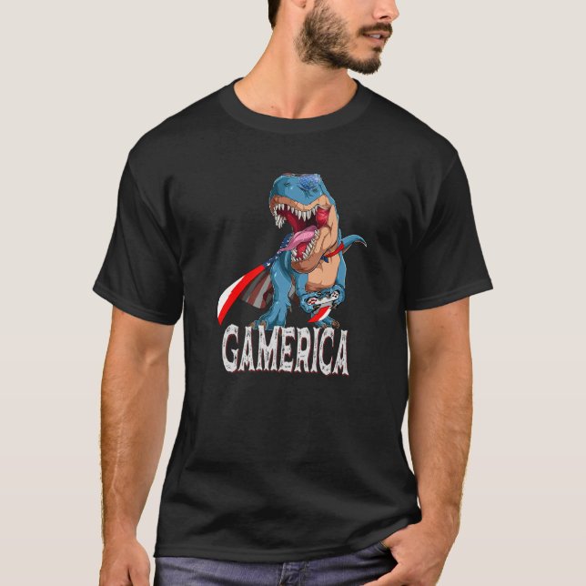 T-shirt T Rex Gaming Gamerica - Drôle Jeu T Rex Gamer 4 (Devant)