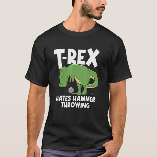 T-shirt T Rex Hate Hammer Jeter Dinosaure Hammer Throwe (Devant)