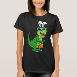 T-shirt T Rex Lapin De Pâques Avec Panier Oeufs Dinosaure 