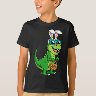 T-shirt T Rex Lapin De Pâques Avec Panier Oeufs Dinosaure