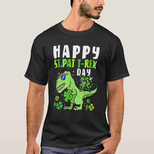 T-shirt T-Rex St Pat Chanceux Fou Shamrock Fête de la Sain (Devant)