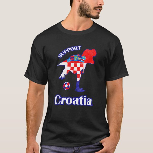 T-shirt T Rex Support Jersey Croatie Soccer 2018 Cadeau Ga (Devant)
