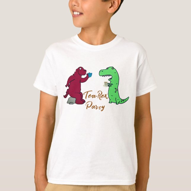 T-shirt T-Rex Tea Party Shirt - Dinosaur Birthday Tea (Devant)