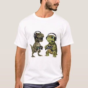 T-shirt T Rex Tortue de jeu drôle Dinosaure Rétro Gaming 