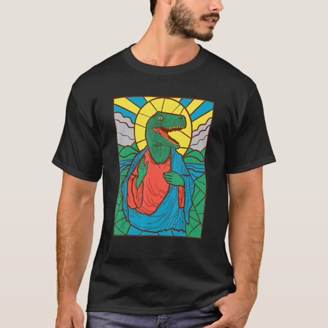 T-shirt T Rex Trex Jesus  Religion Church Mosaic Art (Devant)