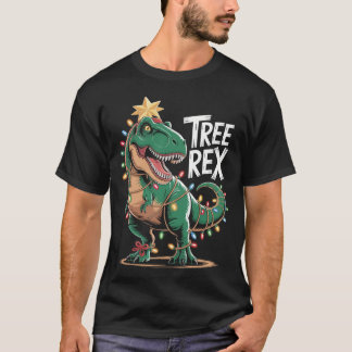 T-shirt T-Rex Xmas Shirt – Dinosaurier mit Lichterkette
