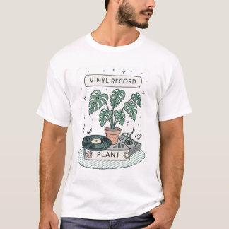 T-shirt T-Shir minimaliste de Plante de disques de vinyle 