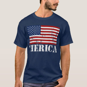 T-shirt 'T-shirt affligé par cru de drapeau de MERICA USA