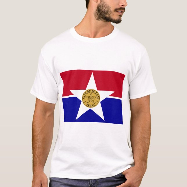 T-shirt T Shirt avec Drapeau de Dallas, Texas, USA (Devant)
