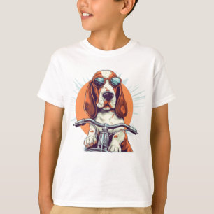 T-shirt T-Shirt, basset cool caricature hound biker