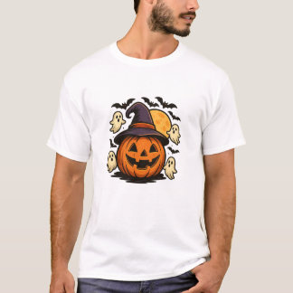 T-shirt T-Shirt, Casquette de sorcière Citrouille d'Hallow