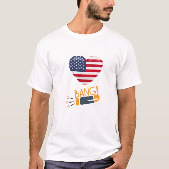 T-shirt T-Shirt- Coeur patriotique & Bang! Dessin (Devant)