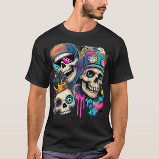 T-shirt "T-shirt crâne vibrant, Unique Neon Street Art