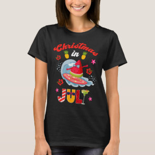 T-shirt T Shirt Noël En Juillet Funny Santa Été Plage