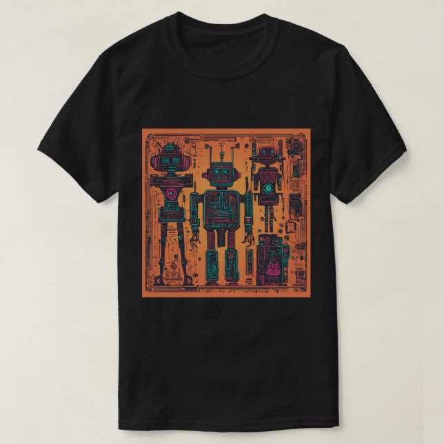 T-shirt T-shirt, noir, Robos Imprimer (Design devant)
